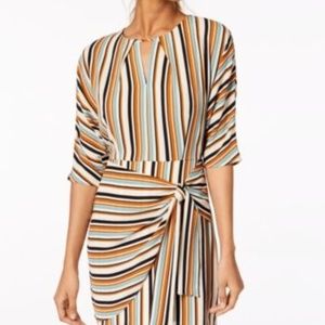 Emerald Sundae Striped Tie-Side Wrap Dres